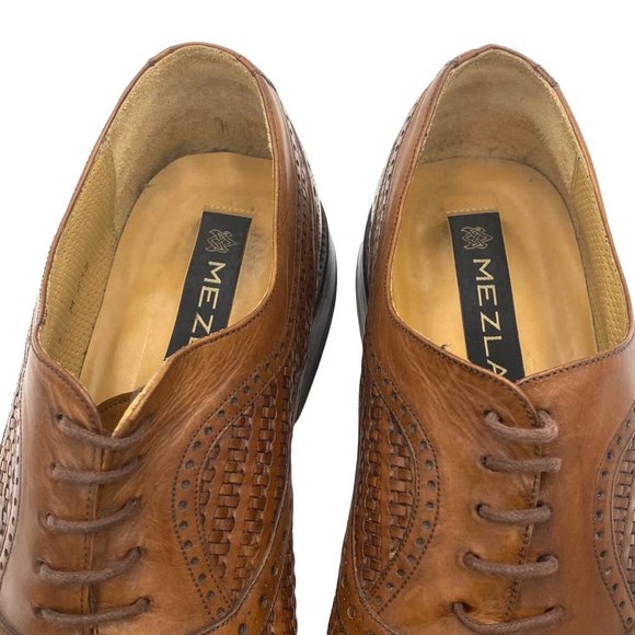 Spain Mezlan Men\'s size 9 brown leather woven oxford shoes main image 9